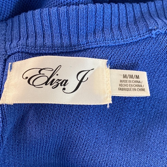 👗 Eliza J round  sleeve sweater Long floral dress style in blue 👗 - Picture 13 of 13